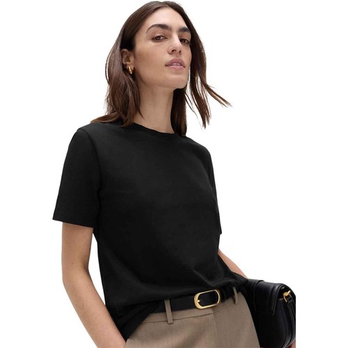 M&S Womens Pure Cotton Everyday Fit T-Shirt, Size 16, Black thumbnail 3
