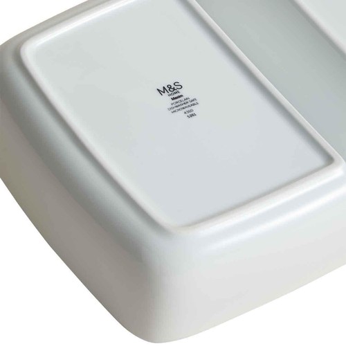 M&S Maxim Ceramic Double Vegetable Dish, One Size, White thumbnail 3