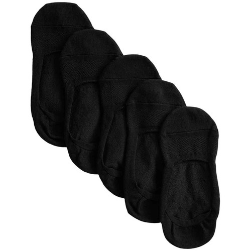 M&S Mens 5 Pack Cotton Rich No Show Trainer Liners, 9-12, Black