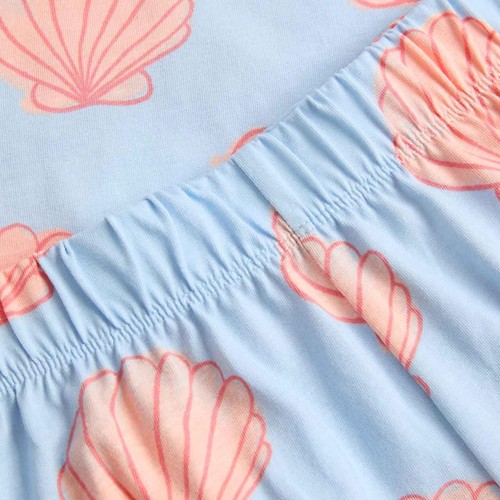 M&S Girls Pure Cotton Shell Short Pyjamas, 8-9 Years, Blue Mix thumbnail 2