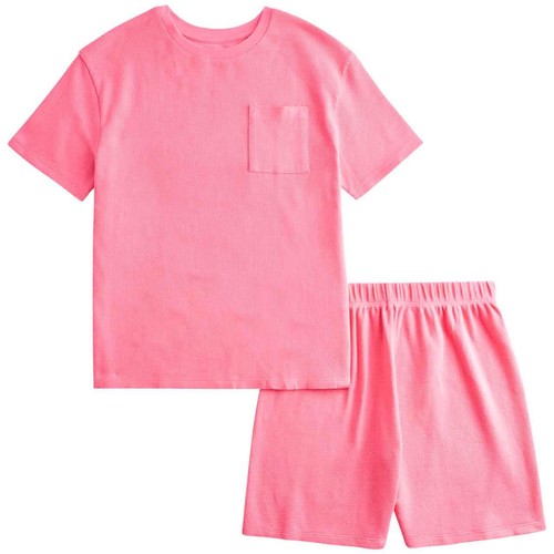M&S Girls Pure Cotton Waffle Short Pyjamas, 6-7 Years, Pink