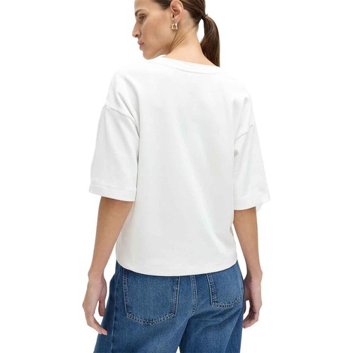 M&S Womens Pure Cotton Heavyweight V-Neck Top, Size 12, Soft White thumbnail 3