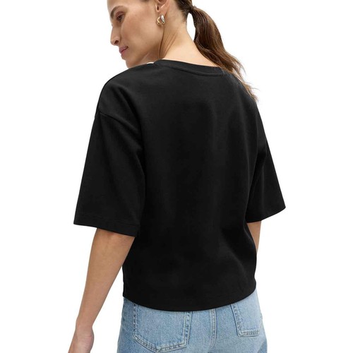 M&S Womens Pure Cotton Heavyweight V-Neck Top, Size 10, Black thumbnail 3