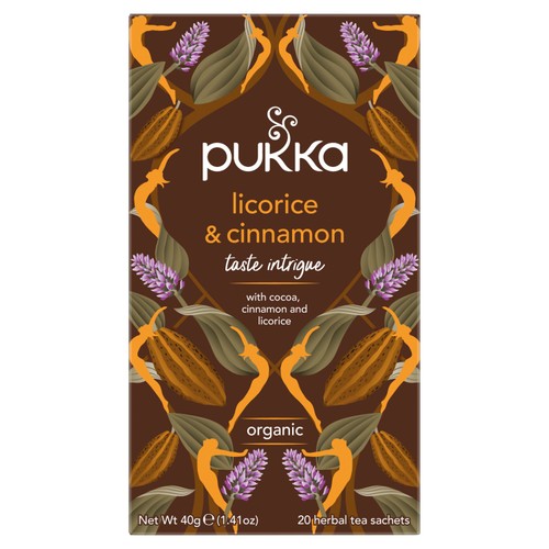 Pukka Organic Licorice & Cinnamon Tea 20 Home Compostable Herbal Tea Bags thumbnail 2
