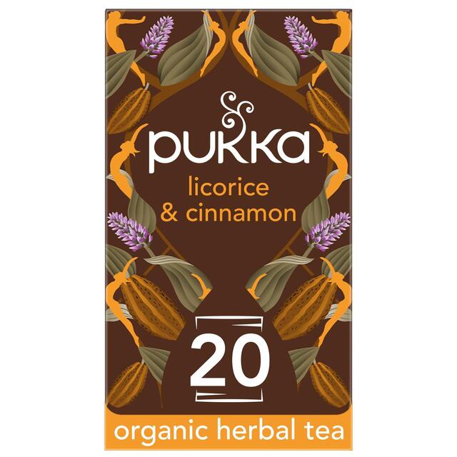 Pukka Organic Licorice & Cinnamon Tea 20 Home Compostable Herbal Tea Bags