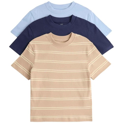 M&S Unisex Pure Cotton T-Shirts, 5-6 Years, Navy