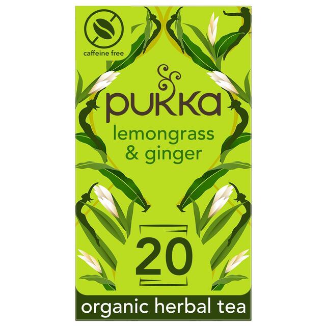 Pukka Organic Lemongrass & Ginger Tea x20 Home-Compostable Herbal Tea Bags