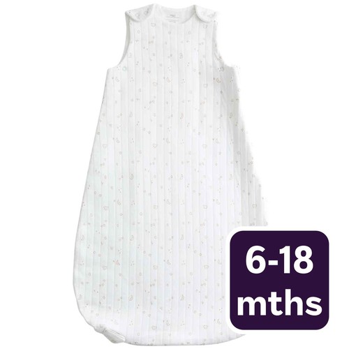M&S Cotton Rich 1.5 Tog Printed Sleeping Bag, 6-18 M, White
