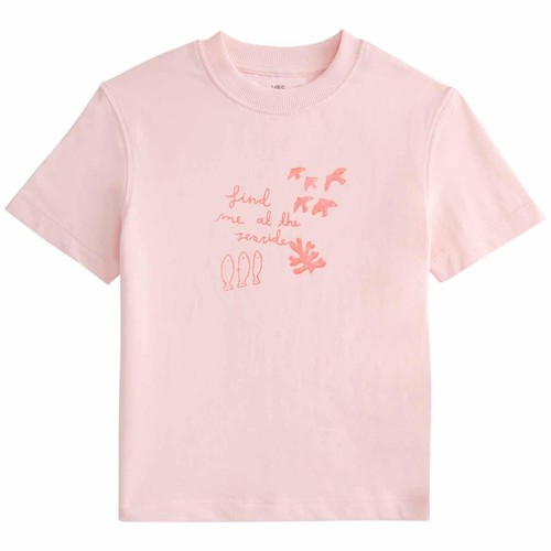 M&S Cotton Seaside Print T-Shirt, 6-7 Years, Pale Pink