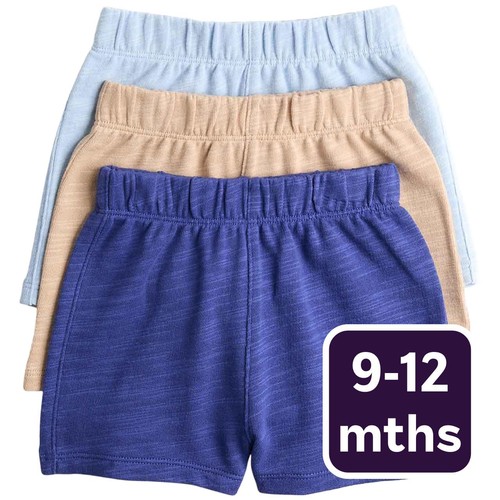 M&S Boys Pure Cotton Shorts, 9-12 Months, Blue