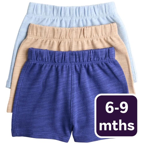 M&S Boys Pure Cotton Shorts, 6-9 Months, Blue