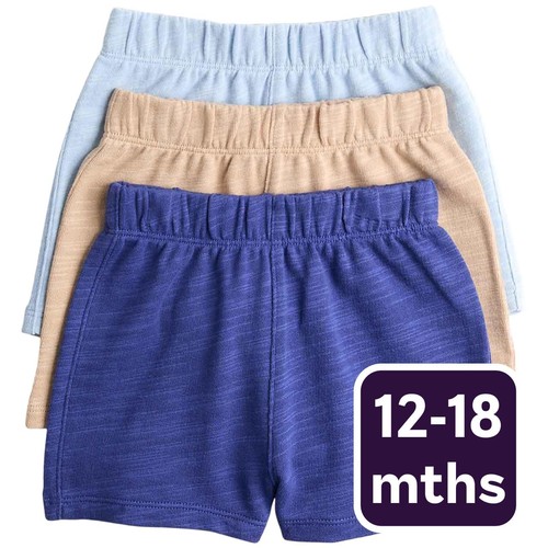 M&S Boys Pure Cotton Shorts, 12-18 Months, Blue