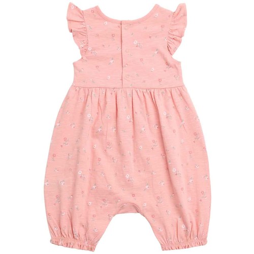 M&S Cotton Floral Romper, 9-12 Months, Pink thumbnail 2