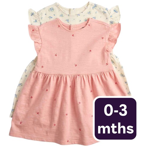 M&S Cotton Jersey Dresses, 0-3 Months, Multi