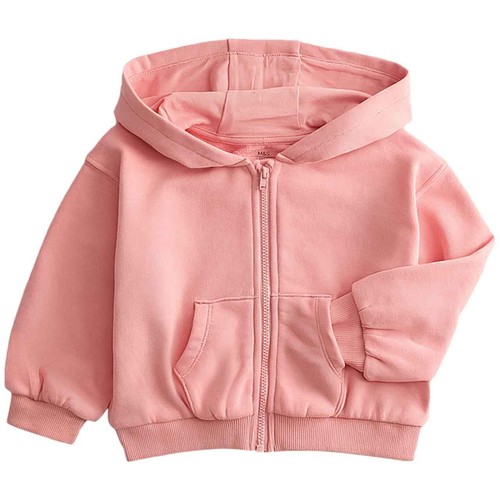 M&S Girls Cotton Rich Pink Zip Hoodie, 18-24 Months, Pink thumbnail 2