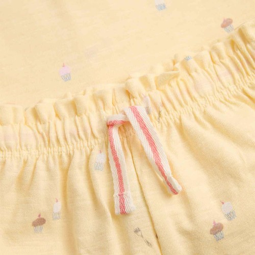 M&S Cotton Cupcake Jersey Top and Short, 12-18 M, Yellow thumbnail 3
