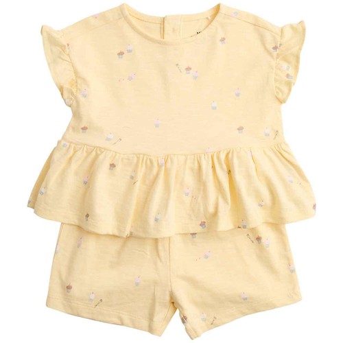 M&S Cotton Cupcake Jersey Top and Short, 18-24 M, Yellow thumbnail 2