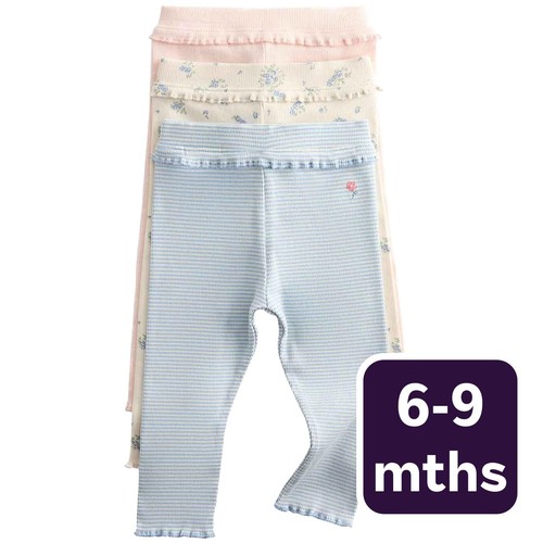M&S Girls Cotton Rich Printed Leggings, 6-9 Months, Multi