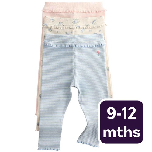 M&S Girls Cotton Rich Printed Leggings, 9-12 Months, Multi