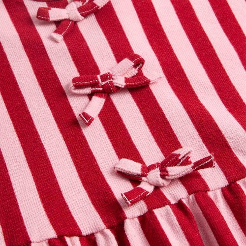 M&S Girls Striped Bow Detail Dress, 6-7 Years, Multi thumbnail 2