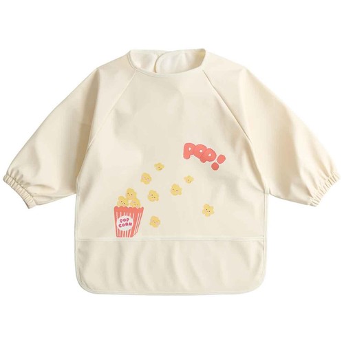 M&S Unisex Popcorn Dribble Bib, 6-12 M, Cream thumbnail 2