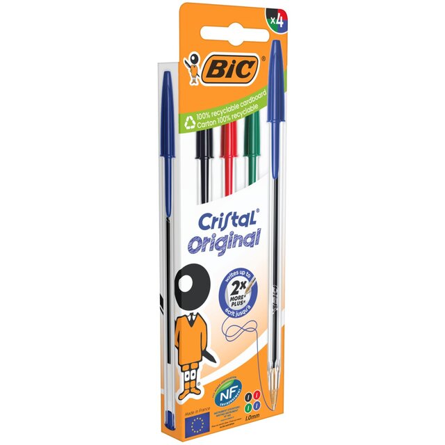BIC Cristal Original Ballpoint Pens Assorted Box of 4 thumbnail 2