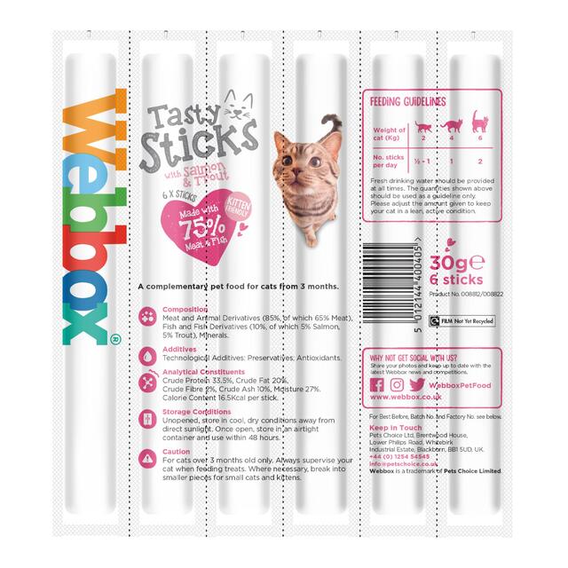 Webbox Tasty Sticks with Salmon & Trout Semi-Moist Cat Treats thumbnail 2