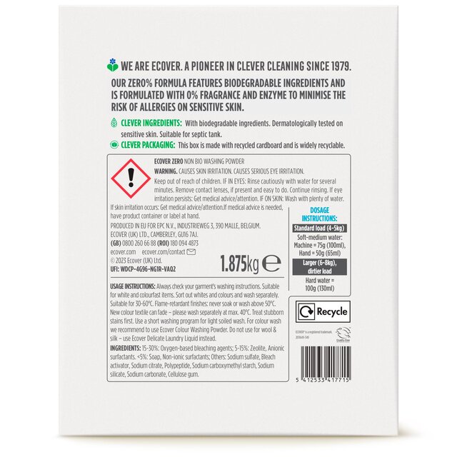 Ecover Non Bio Laundry Sensitive Zero Washing Powder thumbnail 2