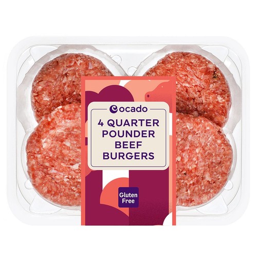 Ocado 4 Quarter Pounder Beef Burgers