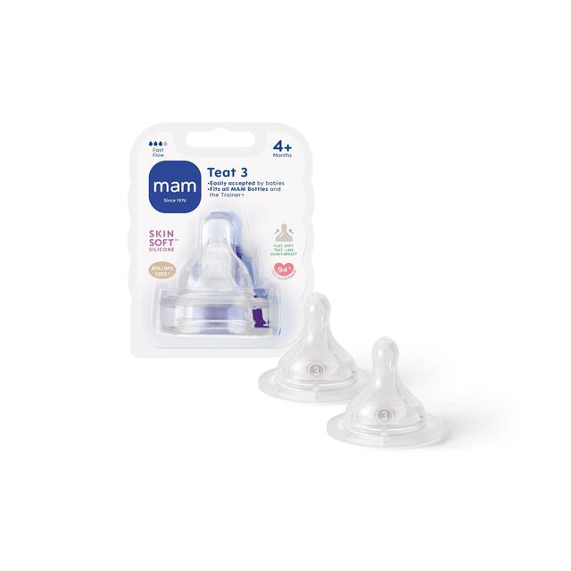 MAM Silicone Bottle Teats Fast Flow 4+ Months Level 3