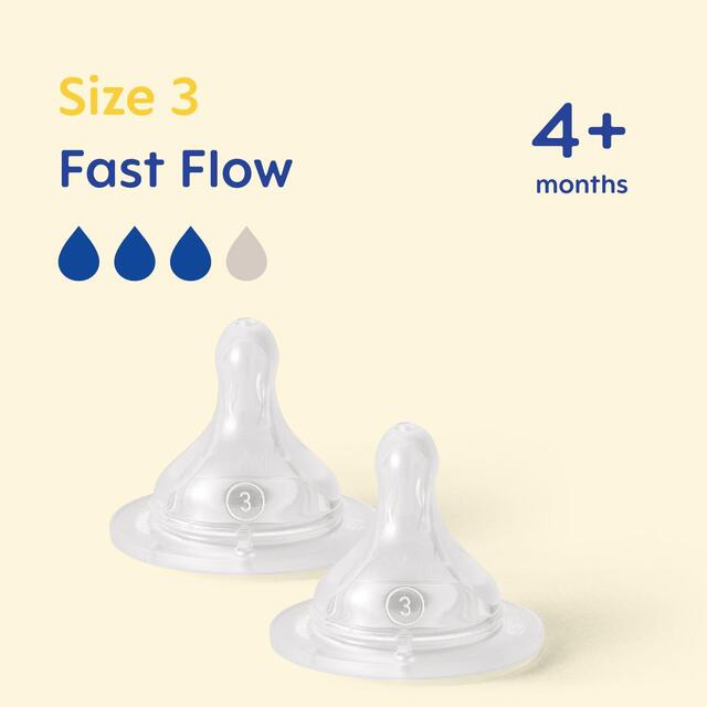 MAM Silicone Bottle Teats Fast Flow 4+ Months Level 3 thumbnail 2