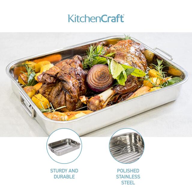 KitchenCraft Stainless Steel Roaster With Rack thumbnail 4