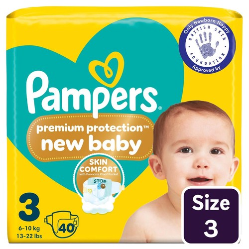 Pampers New Baby Nappies, Size 3 (6-10kg) Essential Pack