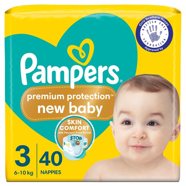 Pampers New Baby Nappies, Size 3 (6-10kg) Essential Pack