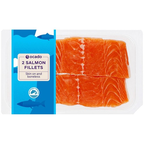 Ocado 2 Salmon Skin On Mid/Tail Fillets