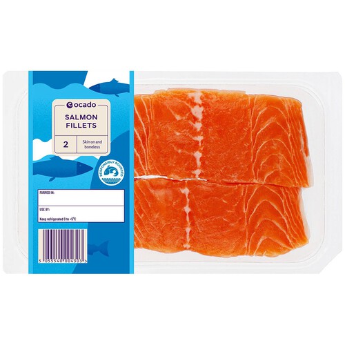 Ocado 2 Salmon Skin On Mid/Tail Fillets thumbnail 2