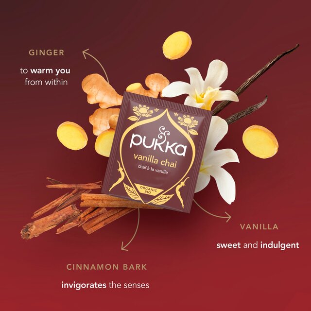 Pukka Organic Vanilla Chai Tea x20 Home-Compostable Herbal Tea Bags thumbnail 3