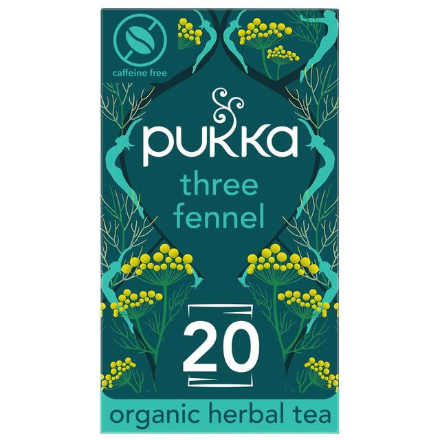 Pukka Organic Three Fennel Herbal Tea 20 Home Compostable Tea Bags