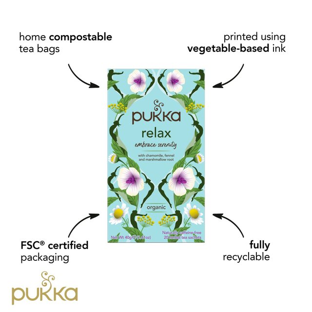 Pukka Organic Relax Tea With Chamomile x20 Home Compostable Herbal Tea Bags thumbnail 9