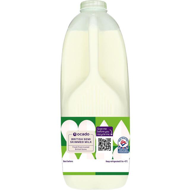 Ocado British Semi Skimmed Milk 4 Pints thumbnail 2