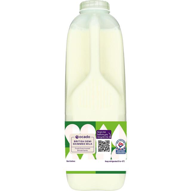 Ocado British Semi Skimmed Milk 2 Pints thumbnail 2