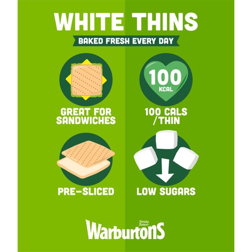 Warburtons White Sandwich Thins thumbnail 4