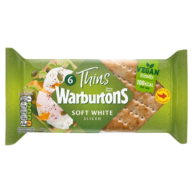 Warburtons White Sandwich Thins thumbnail 2