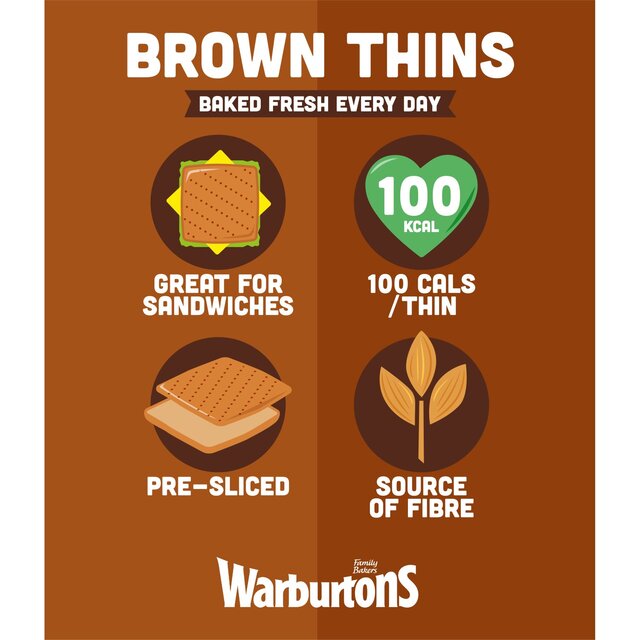 Warburtons Brown Sandwich Thins thumbnail 3