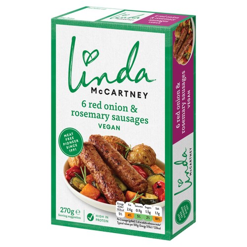 Linda McCartney 6 Vegetarian Sausages with Red Onion & Rosemary Frozen thumbnail 2