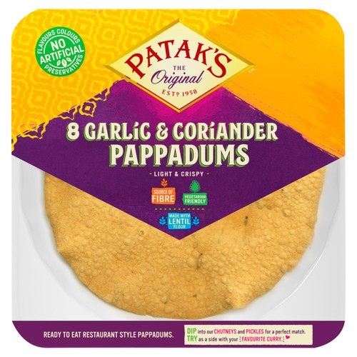 Patak's Garlic & Coriander Pappadums thumbnail 2