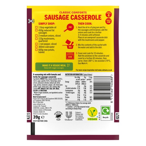 Colman's Sausage Casserole Recipe Mix thumbnail 3