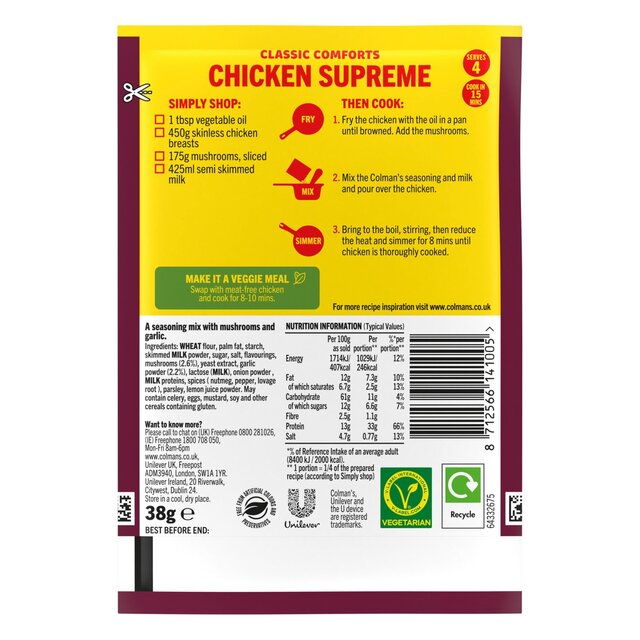 Colman's Chicken Supreme Recipe Mix  38G thumbnail 6