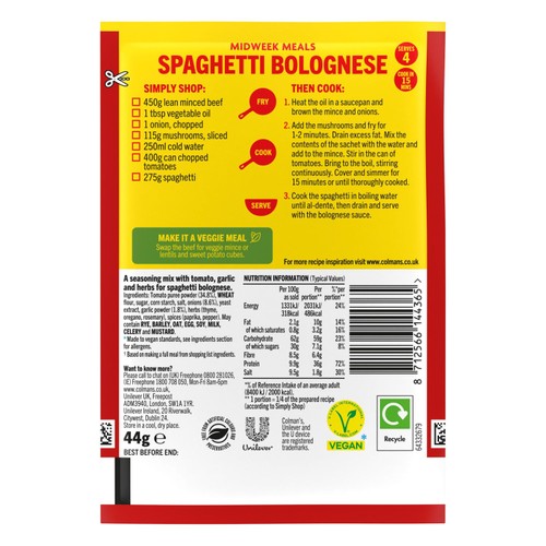 Colman's Spaghetti Bolognese Recipe Mix thumbnail 3