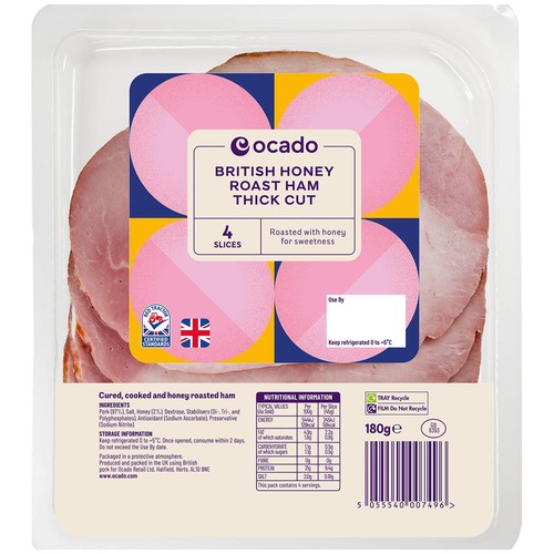 Ocado British Honey Roast Ham 4 Slices Thick Cut thumbnail 2